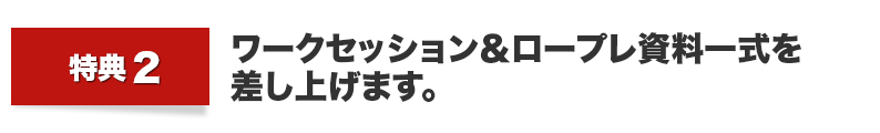 ワークセッション＆ロープレ資料一式を差し上げます。